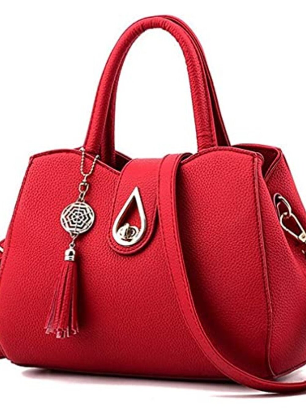 Pahajim PU Leather Satchel Handbag Twist-Lock 3 Compartments Detachable Strap